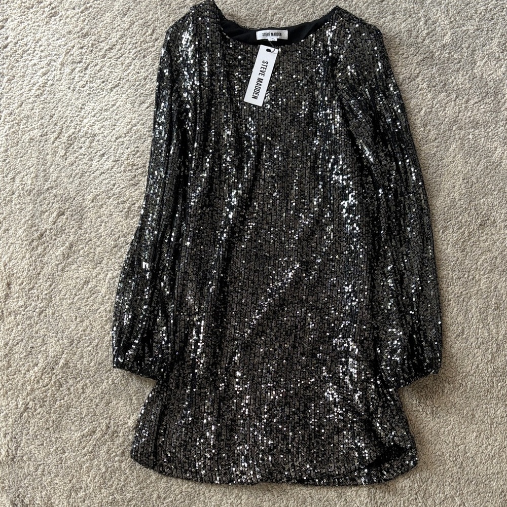 Steve Madden Black Sequin Top